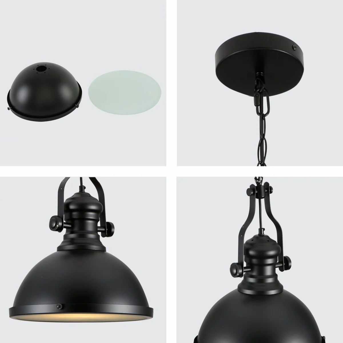 European Black Industrial Vintage Retro Dome Shade Pendant Lamps PEN2090picture4