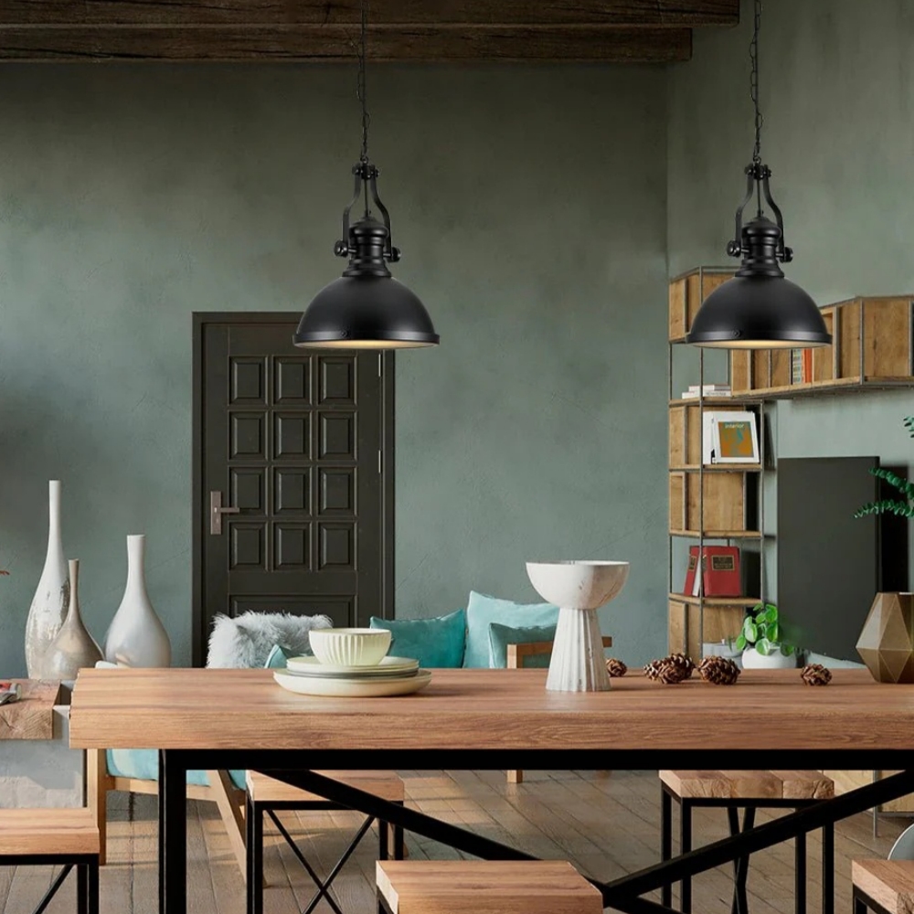 European Black Industrial Vintage Retro Dome Shade Pendant Lamps PEN2090picture5