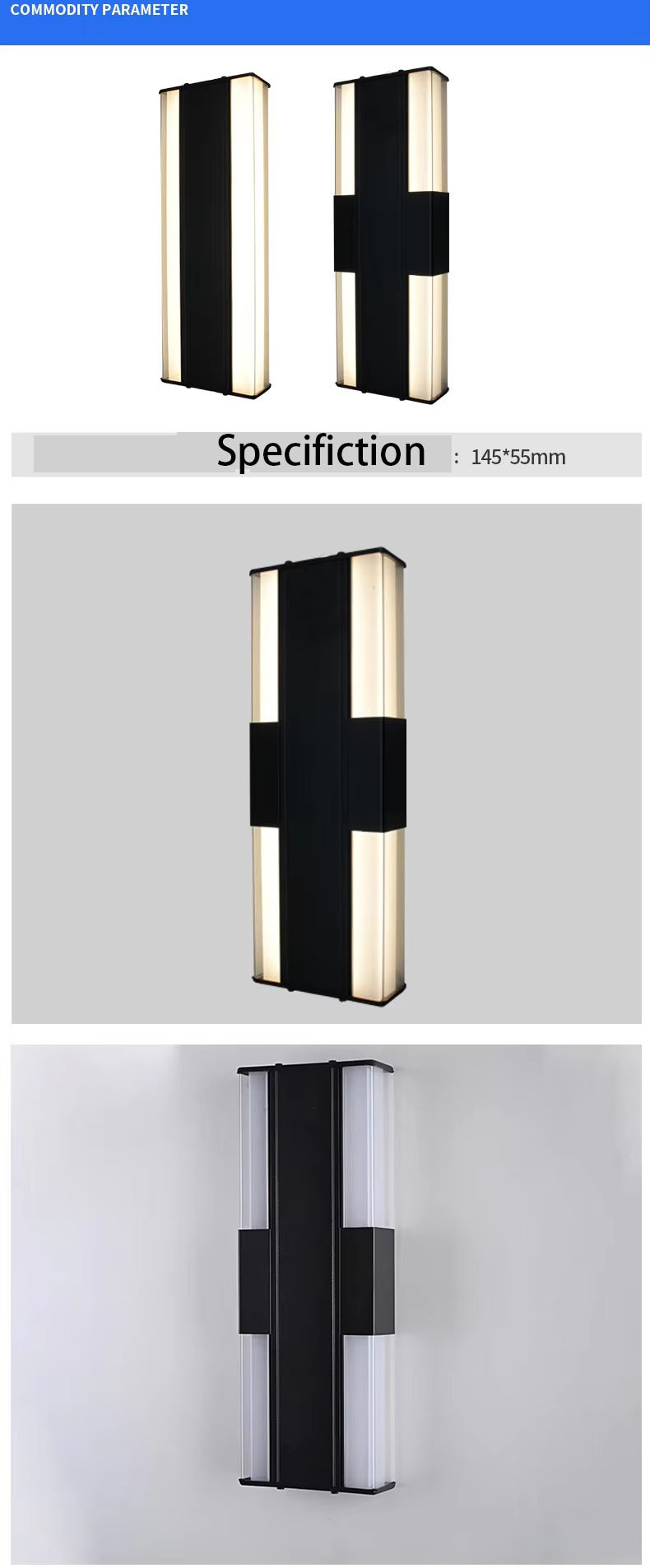 New Outdoor Square Aluminum Waterproof LED Strip Wall Lamp for Garden Villa Courtyard Entrance Door Post & Terrace Lighting