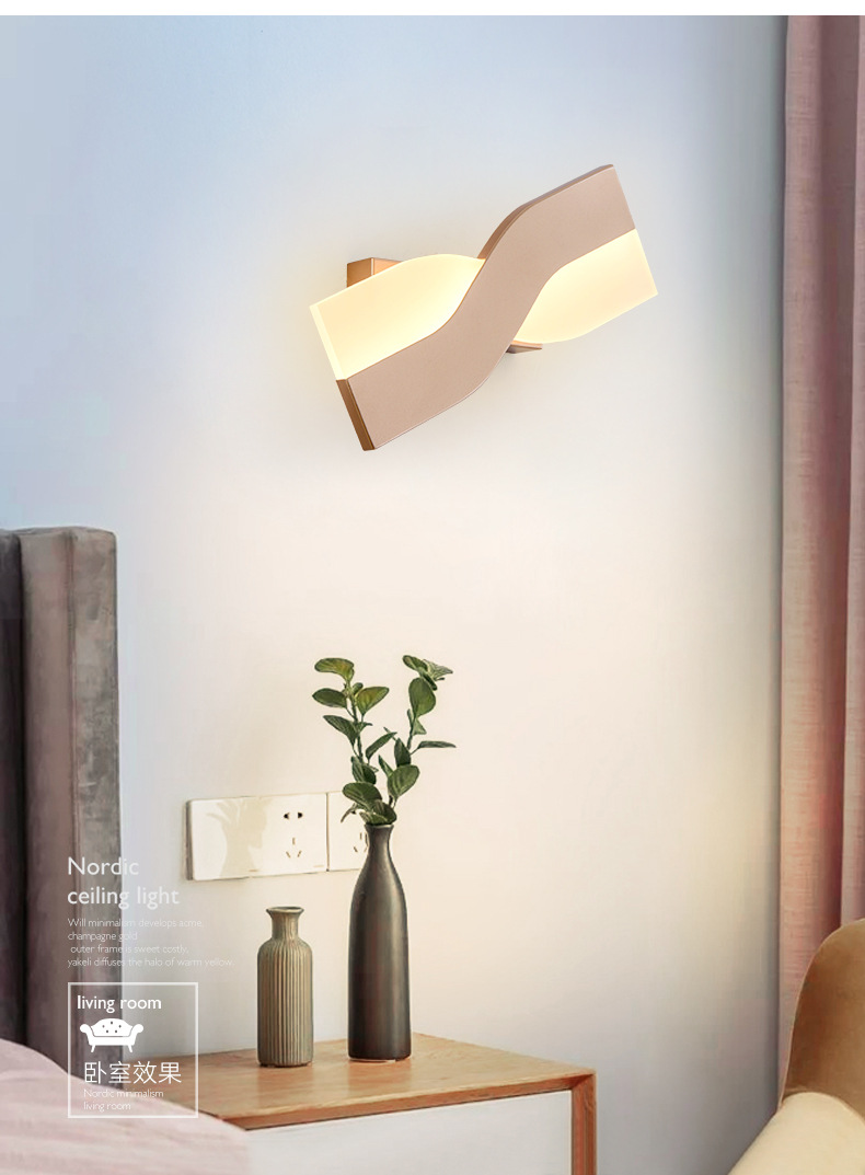 European Style Creative Bedside Lamp Bedroom Living Room Modern Simple Wall Lamp Rotatable Incandescent 220V Study Reading