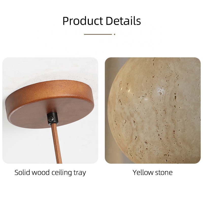 Japanese Wabi Sabi Cavity-Stone Bedroom Chandelier Wood Pendant Light JPS290picture2