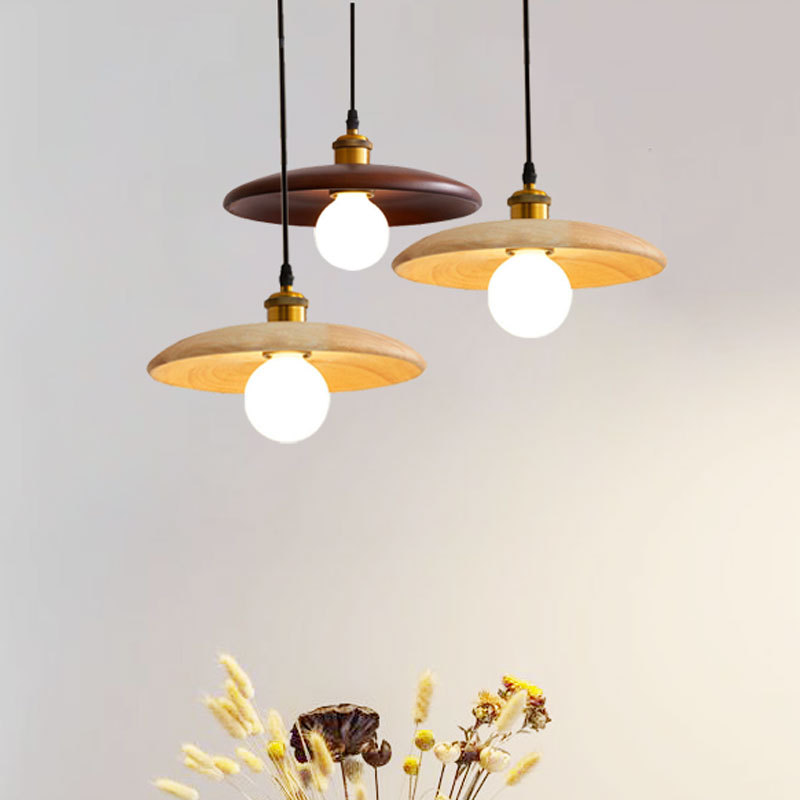 Natural Wood Round Plate Modern Wabi Sabi LED Pendant Light PEN2050picture4