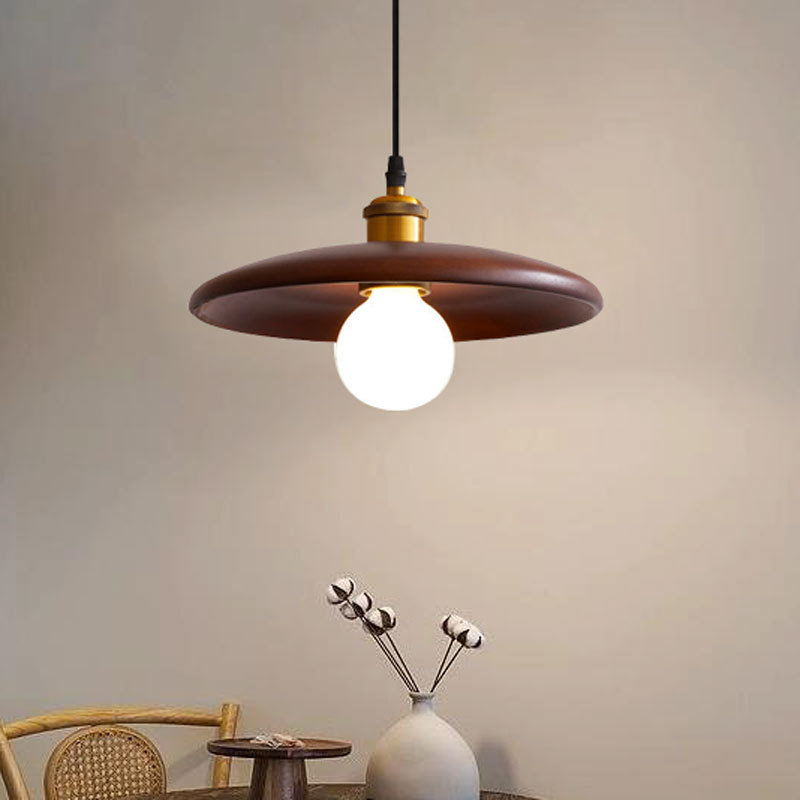 Natural Wood Round Plate Modern Wabi Sabi LED Pendant Light PEN2050picture5