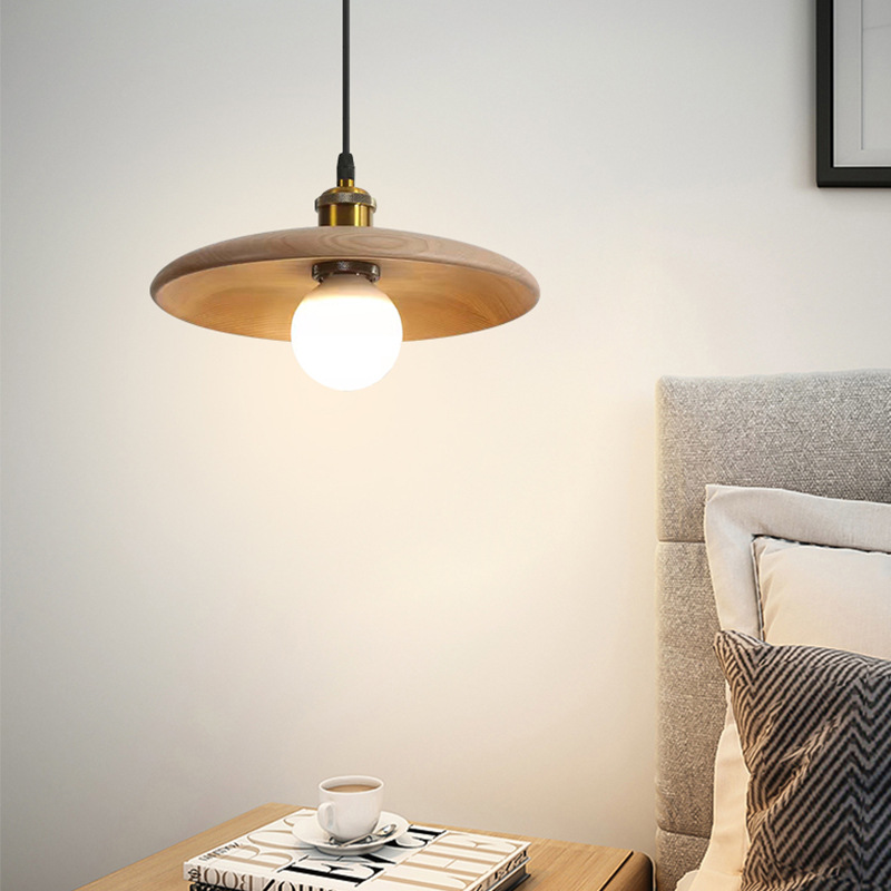 Natural Wood Round Plate Modern Wabi Sabi LED Pendant Light PEN2050picture6