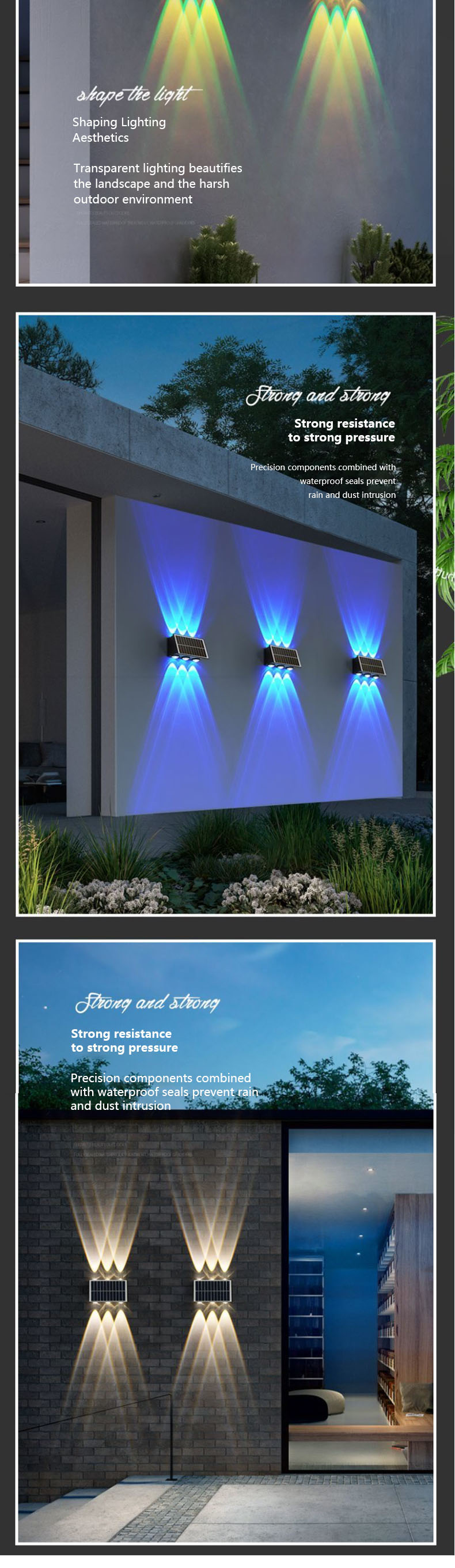 Wholesale Price Outdoor Waterproof Solar Wall Light Garden Lamp for Walkway Lawn Backyard Technology Solar Garden Led Lights