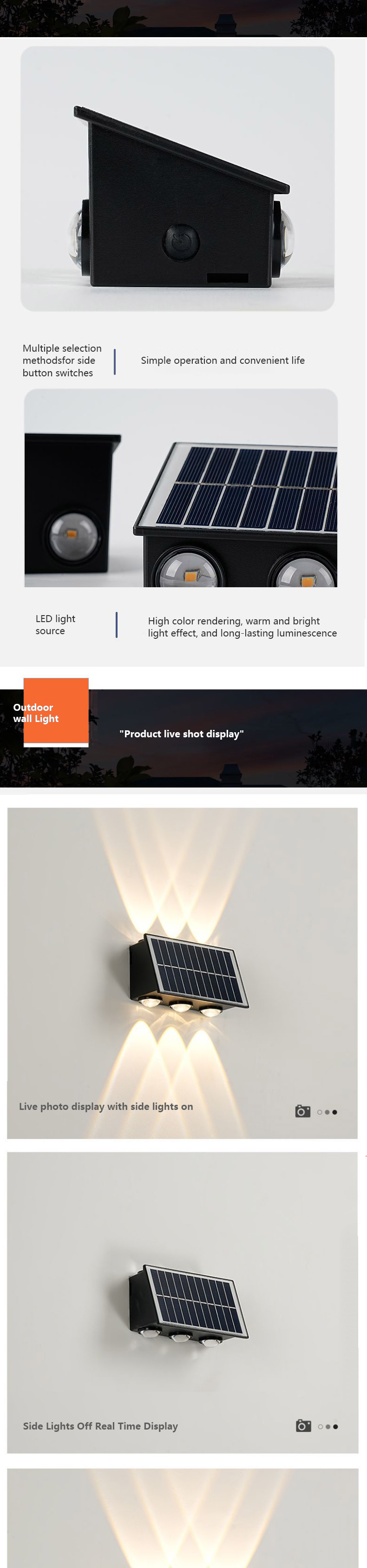 Wholesale Price Outdoor Waterproof Solar Wall Light Garden Lamp for Walkway Lawn Backyard Technology Solar Garden Led Lights