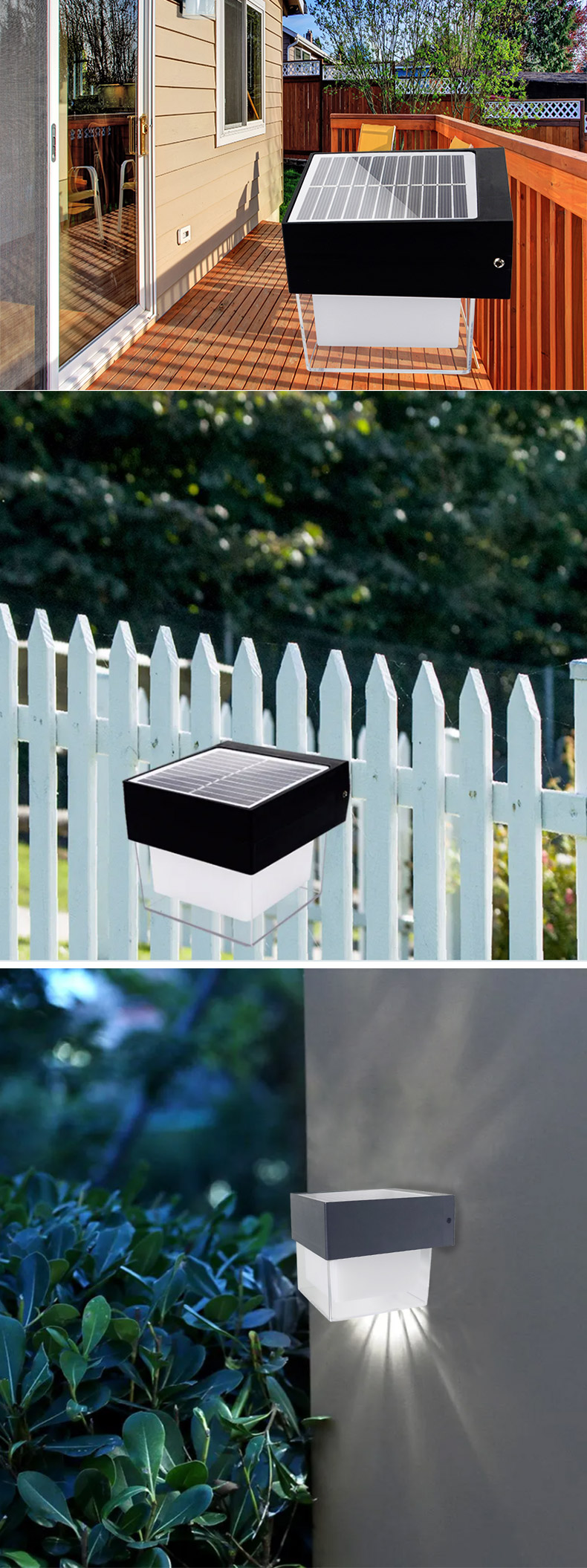 Solar Wall Sco<i></i>nce Light Fixture Wall Mount Housing Ip66 Sensing Automation Solar Outdoor Led Warm Light Waterproof