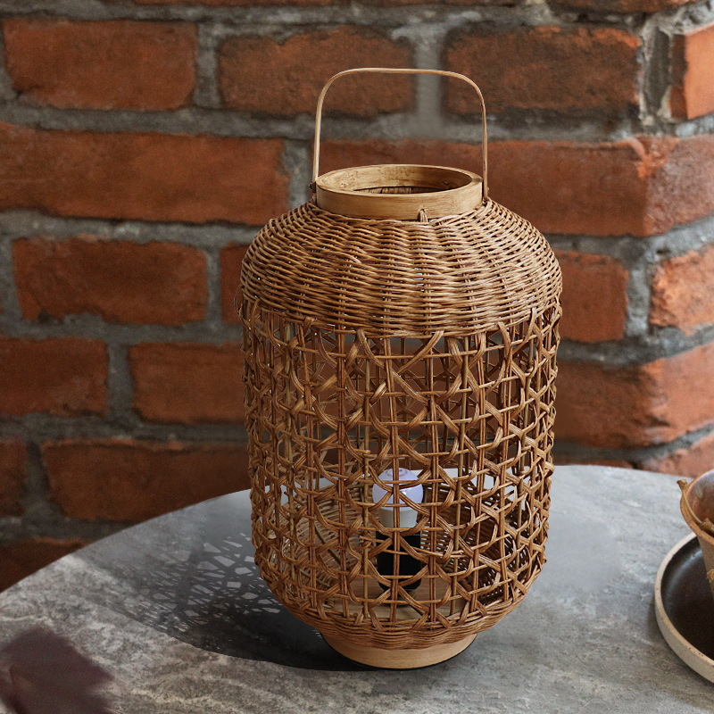 Chinese Retro Rattan Cylinder Lantern Table Lamp CNS320picture3