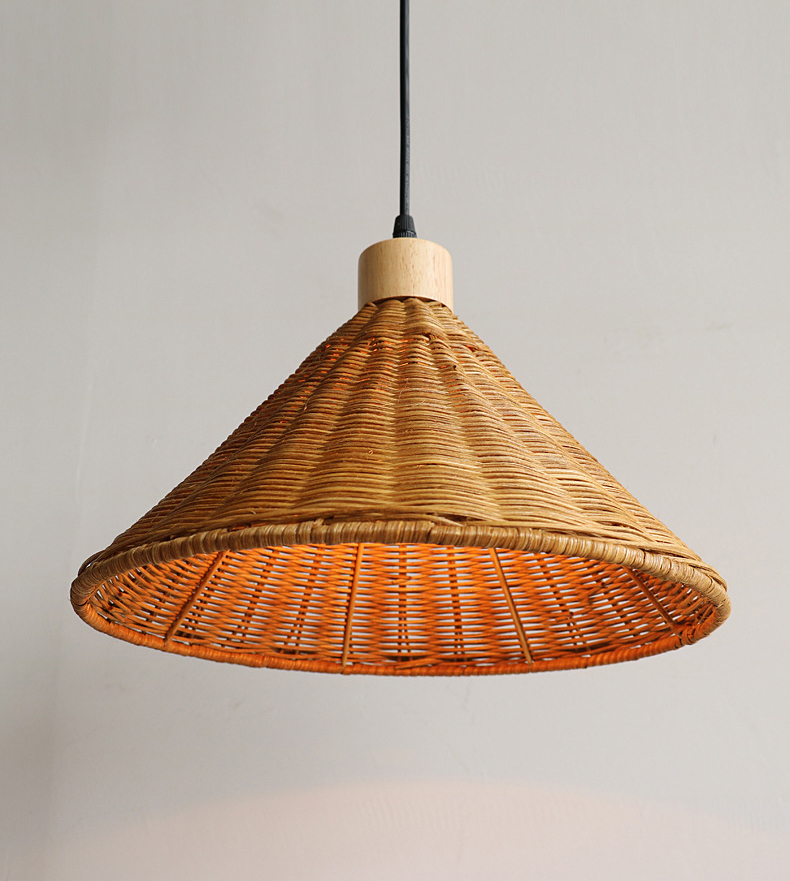 Chinese Retro Rattan Hanging Light Fixture Scalloped Woven Rattan Pendant Light CNS310picture3