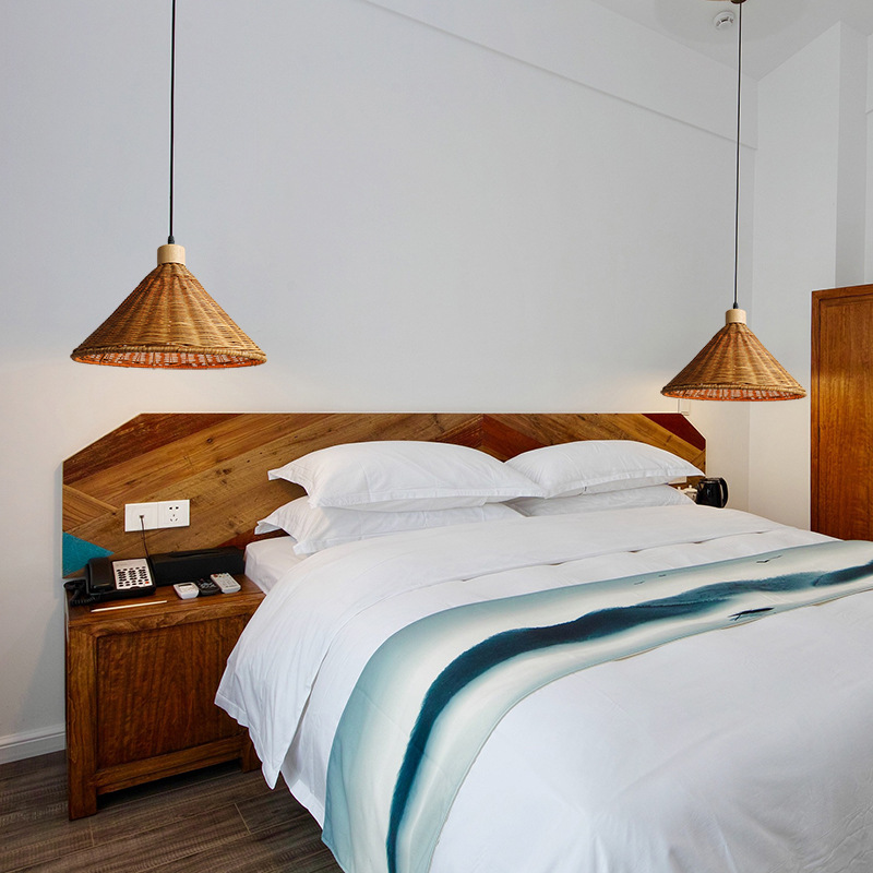 Chinese Retro Rattan Hanging Light Fixture Scalloped Woven Rattan Pendant Light CNS310picture5