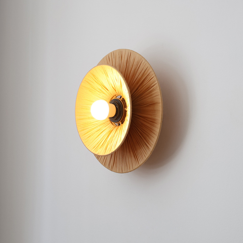 Japanese Handmade Raffia Wall Lamp Wabi Sabi Raffia Decorative JPS240picture4