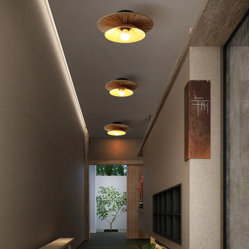 Japanese Handmade Raffia Wall Lamp Wabi Sabi Raffia Decorative JPS240picture6