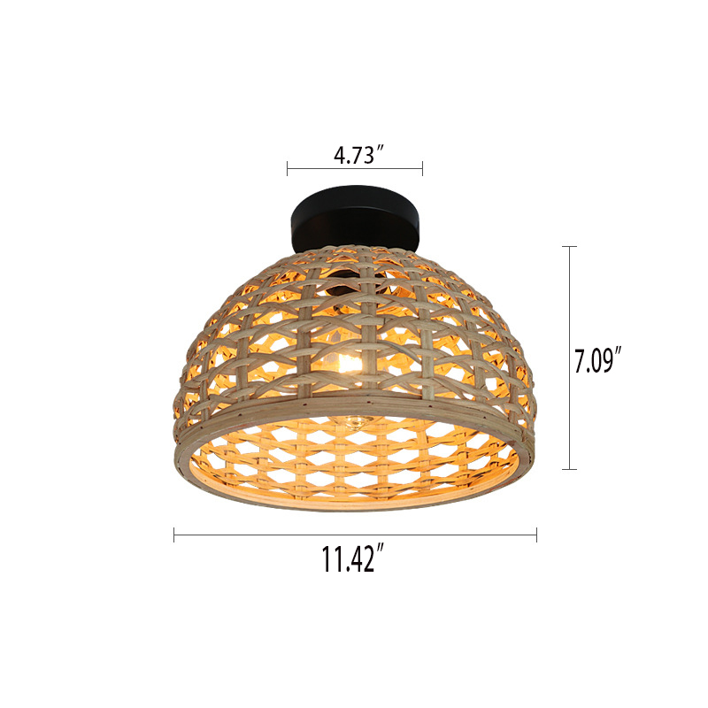 Japanese Rattan Semi Flush Mount Ceiling Light JPS230picture2