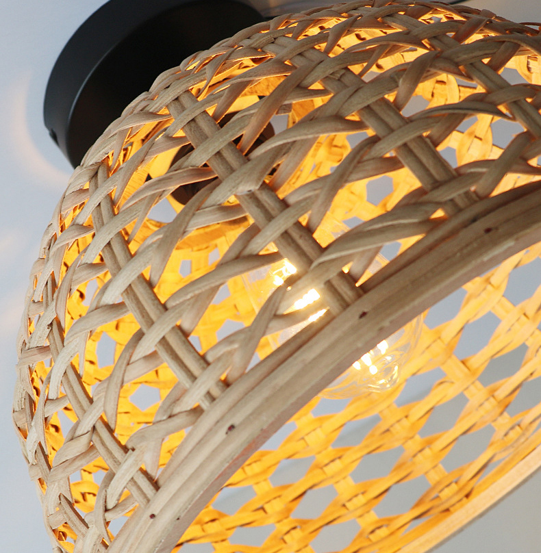 Japanese Rattan Semi Flush Mount Ceiling Light JPS230picture3