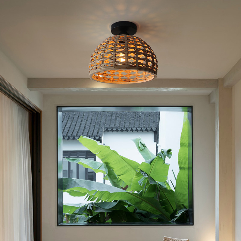 Japanese Rattan Semi Flush Mount Ceiling Light JPS230picture5