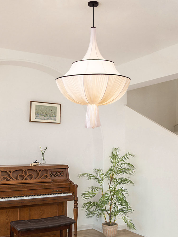 Modern Nordic Luxury Integrated Hotel Church White Fabric Chandelier Pendant Lights RGS200picture4