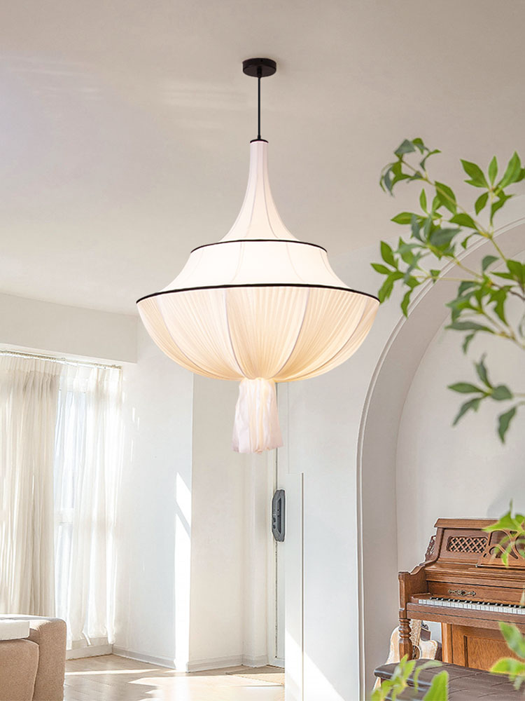 Modern Nordic Luxury Integrated Hotel Church White Fabric Chandelier Pendant Lights RGS200picture5