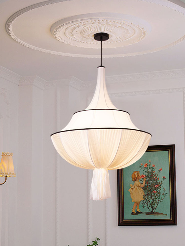 Modern Nordic Luxury Integrated Hotel Church White Fabric Chandelier Pendant Lights RGS200picture6