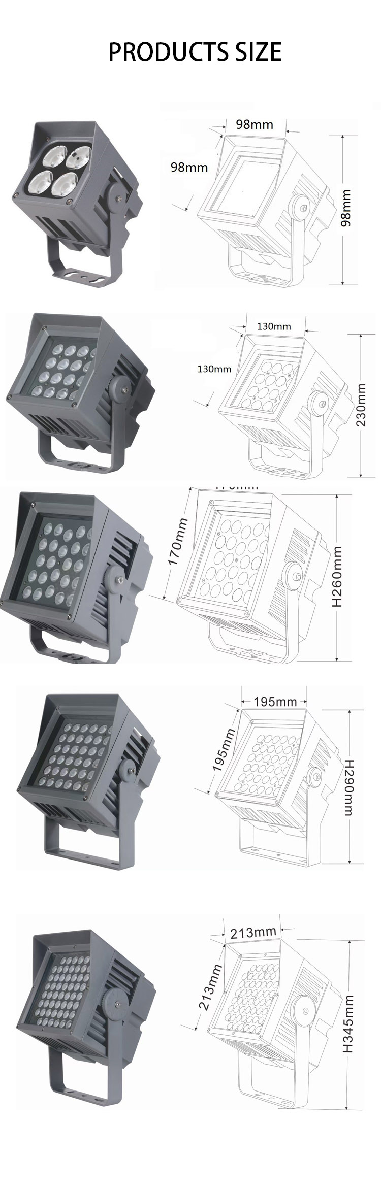 IP67 Outdoor Spot Light Ip66 Square Church Garden Landscape Spotlight Narrow Beam Led Flood Light