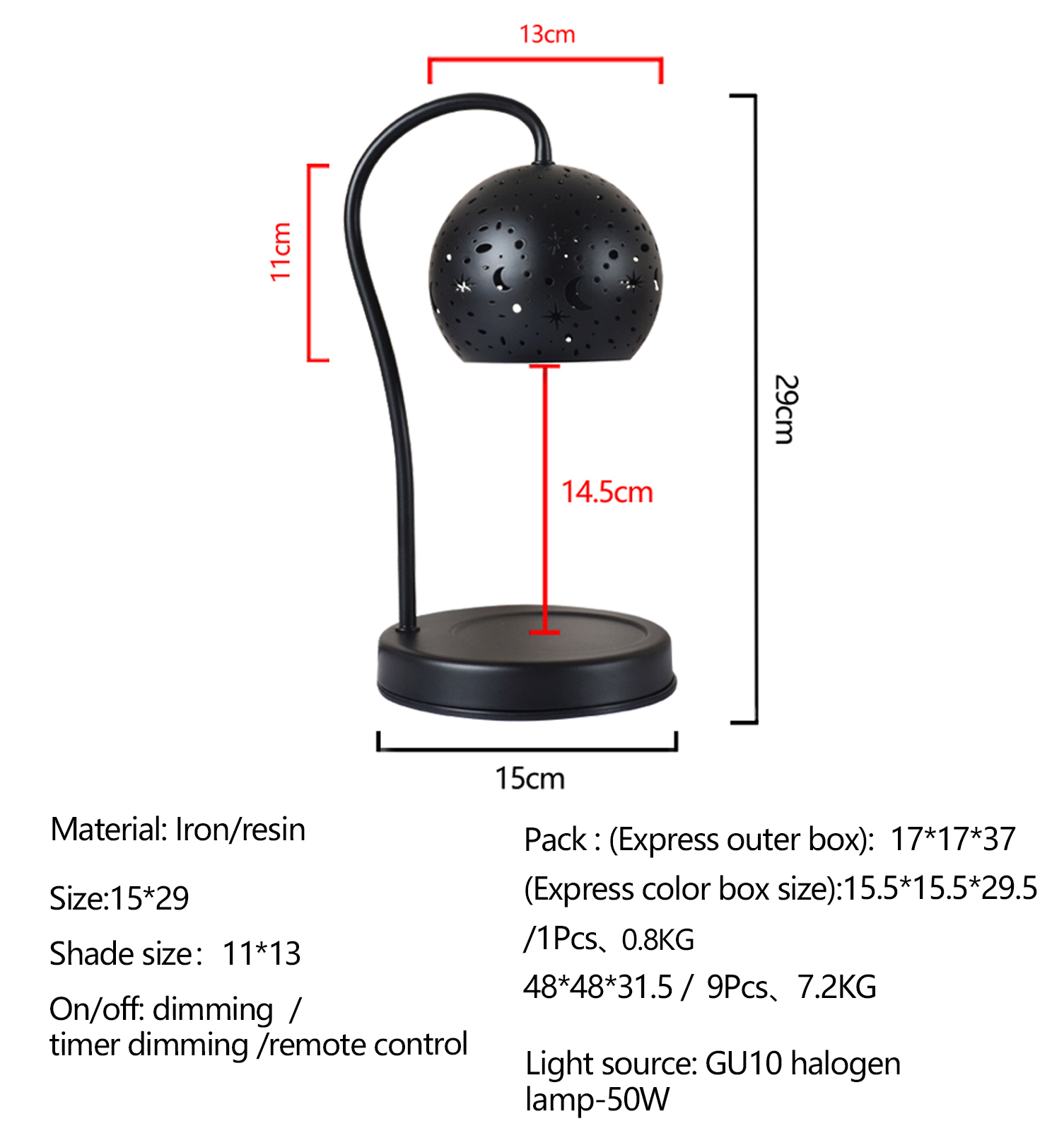 Mother<i></i>'s Day Farmhouse-Style Table Lamp with Top-Down Fragrance Wax Warmer Iron Body AC Power Energy Saving Light Source
