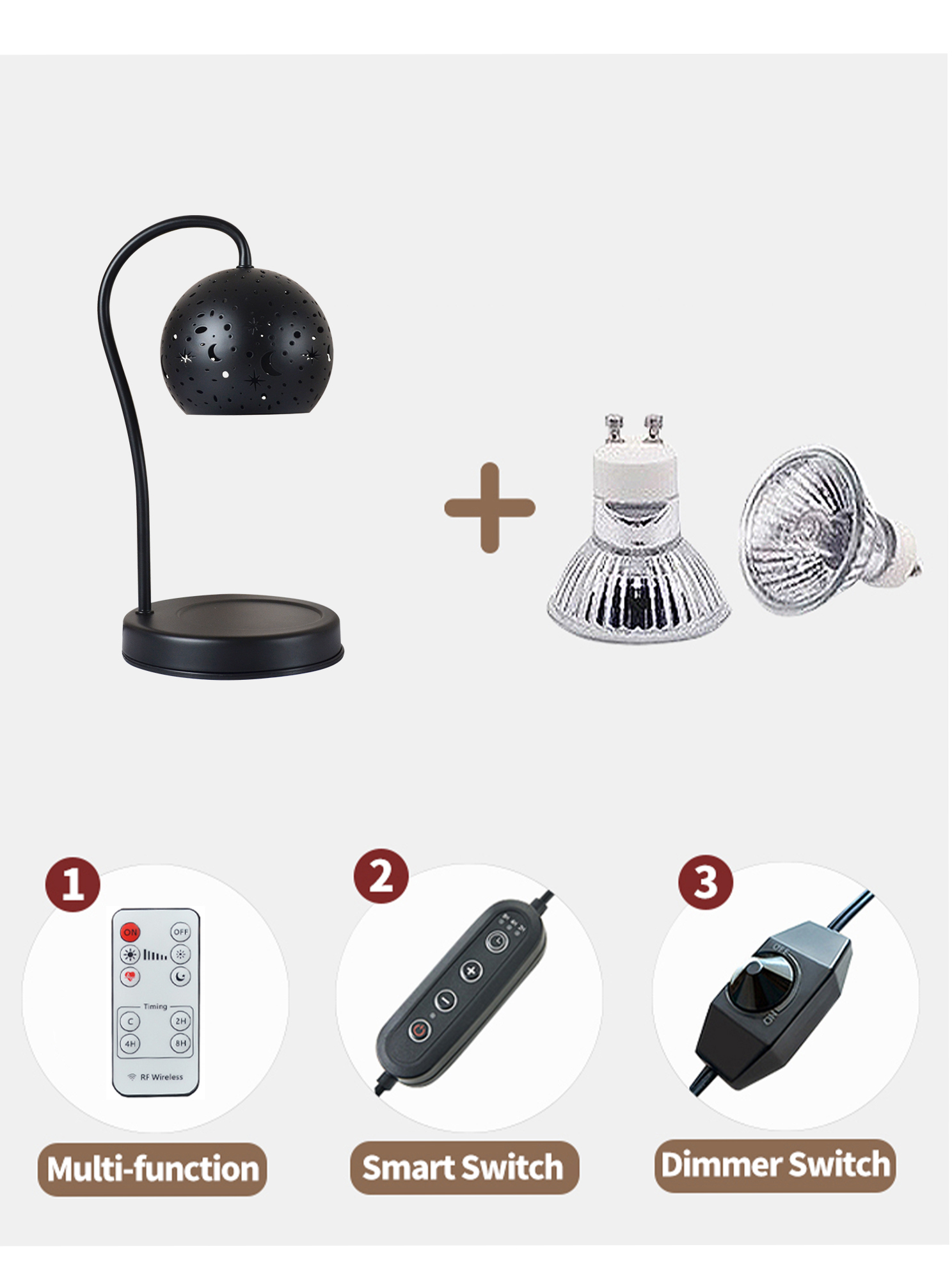 Mother<i></i>'s Day Farmhouse-Style Table Lamp with Top-Down Fragrance Wax Warmer Iron Body AC Power Energy Saving Light Source