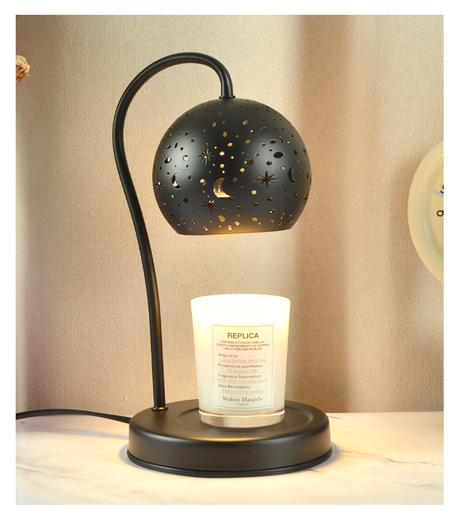 Mother<i></i>'s Day Farmhouse-Style Table Lamp with Top-Down Fragrance Wax Warmer Iron Body AC Power Energy Saving Light Source