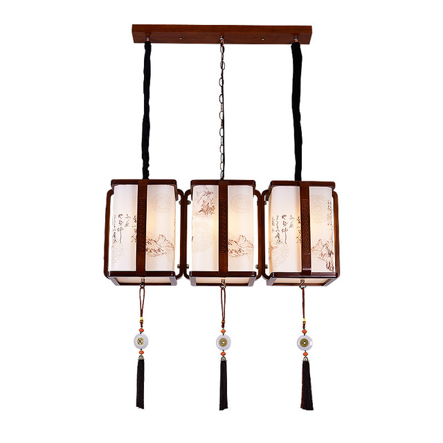 Ancient Chinese Style LED Lantern Bedroom Living Room Led Suspended Lamp Rectangular Hall Living Room Dining Chinese Style