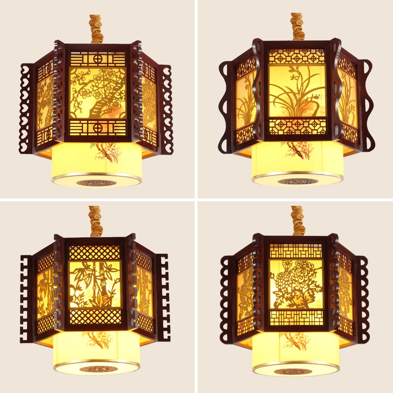 Ancient Chinese Style LED Lantern Bedroom Living Room Led Suspended Lamp Rectangular Hall Living Room Dining Chinese Style