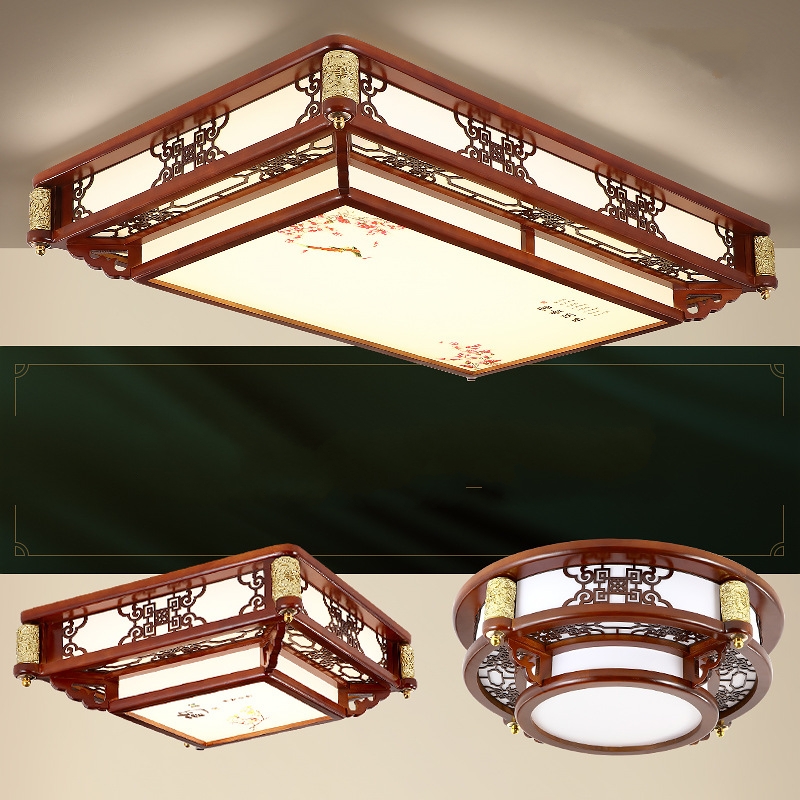 Ancient Chinese Style LED Lantern Bedroom Living Room Led Suspended Lamp Rectangular Hall Living Room Dining Chinese Style