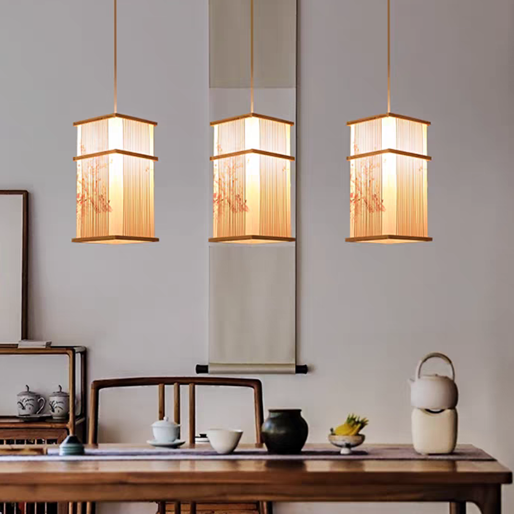 Nordic Chinese Fabric Chandelier Medieval Restaurant Bar Lamp Rattan CNS260picture2