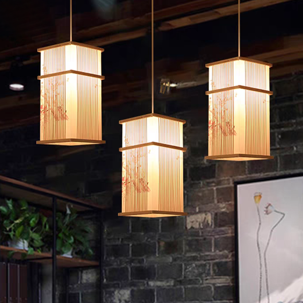 Nordic Chinese Fabric Chandelier Medieval Restaurant Bar Lamp Rattan CNS260picture3