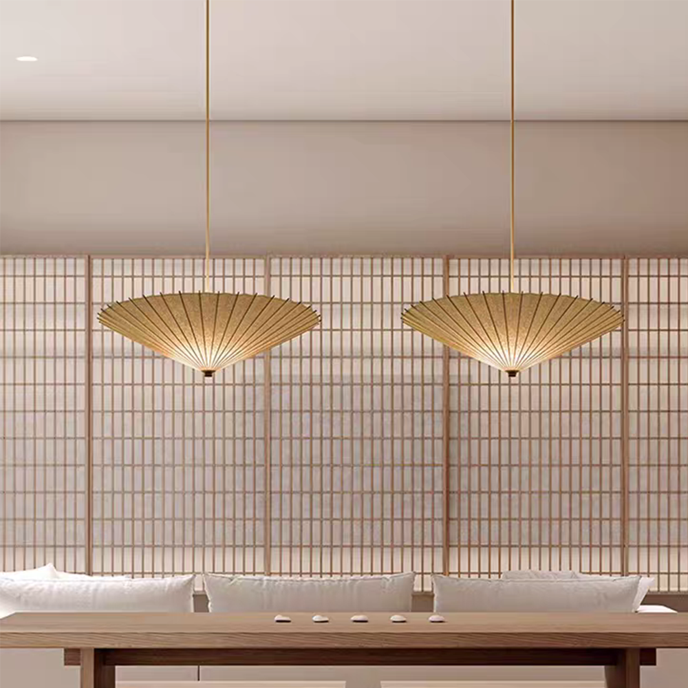 LED Entryway Hanging Fixture Hand-Dyed Fabric Cage Rattan Pendant Lamp CNS250picture2