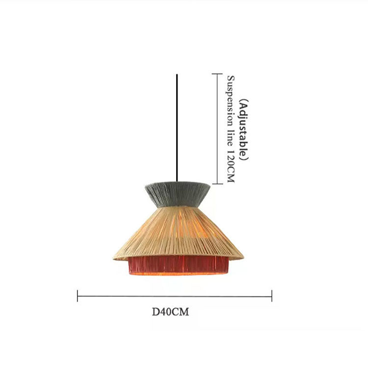 Chinese Retro Wabi Sabi Bamboo Rattan LED Chandelier Pendant Light CNS220picture3