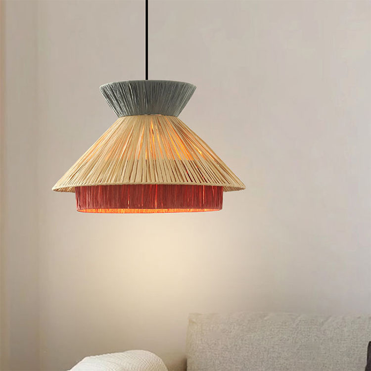 Chinese Retro Wabi Sabi Bamboo Rattan LED Chandelier Pendant Light CNS220picture6