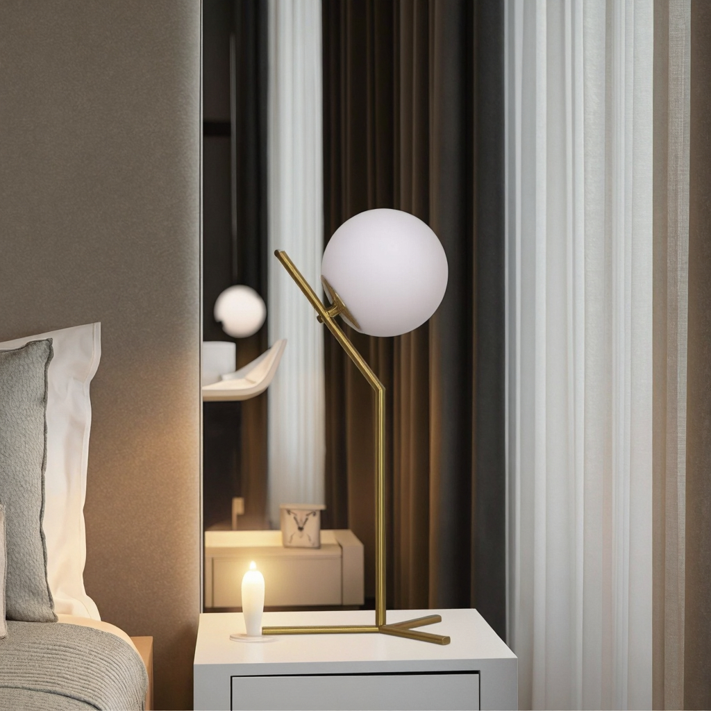 Modern Nordic European Style Gold Glass Ball Triangle LED Table Lamp EUS480picture4