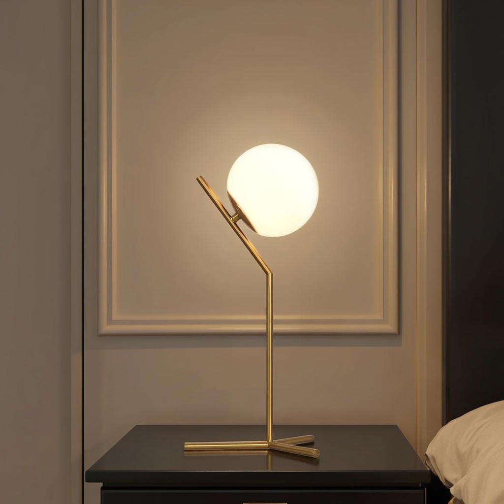 Modern Nordic European Style Gold Glass Ball Triangle LED Table Lamp EUS480picture6