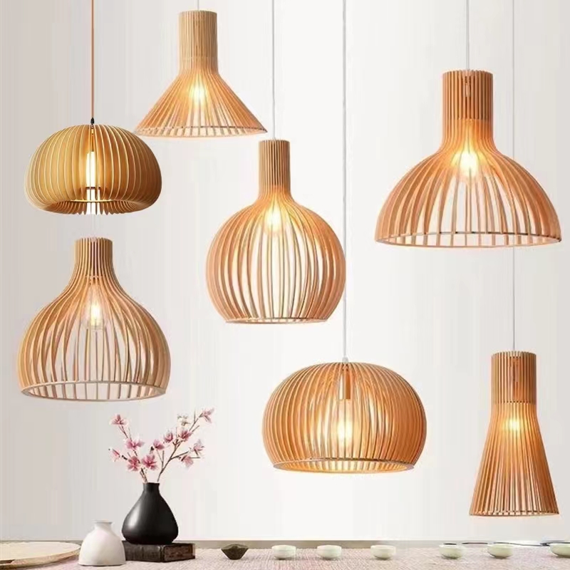 Japanese Chinese Wooden Modern Creative Wood Chandelier Lamp JPS210picture3