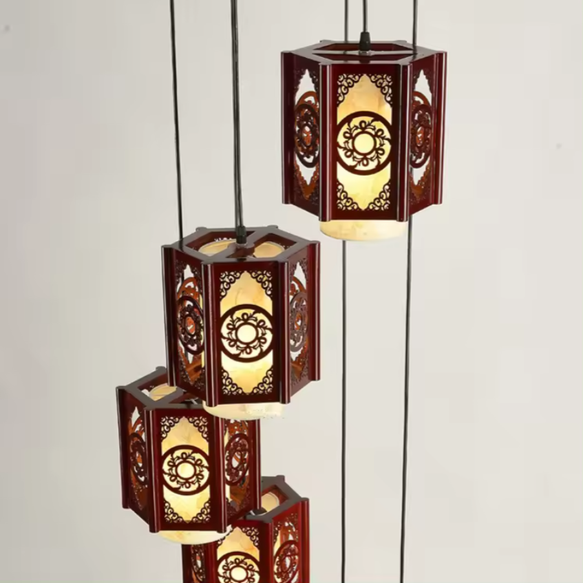 Chinese Style Staircase Long Vintage Hanging Lantern Chandelier CNS200picture4