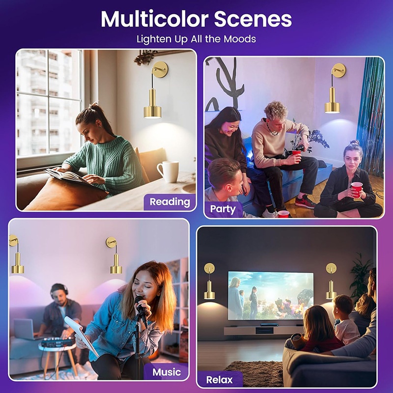RGB LED Rechargeable Battery-Powered Wall Lamp Remote Co<i></i>ntrol Dimmable Iron Body for Living Room Use Designed for Amazon