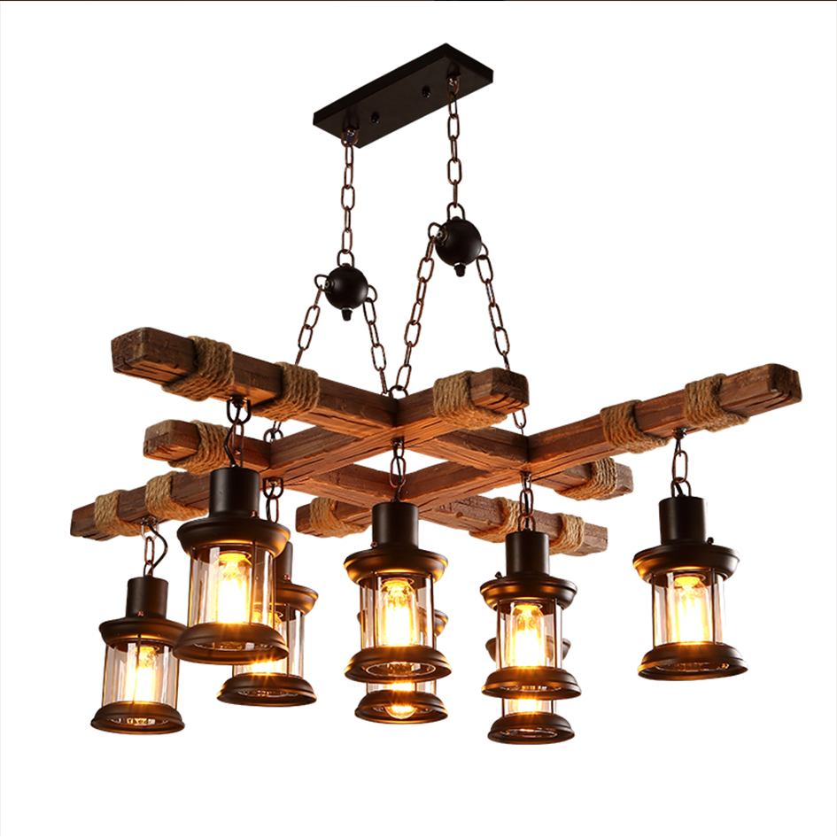 Nordic Living Room Restaurant Wood American Style Pendant Chandelier Light CHA780
