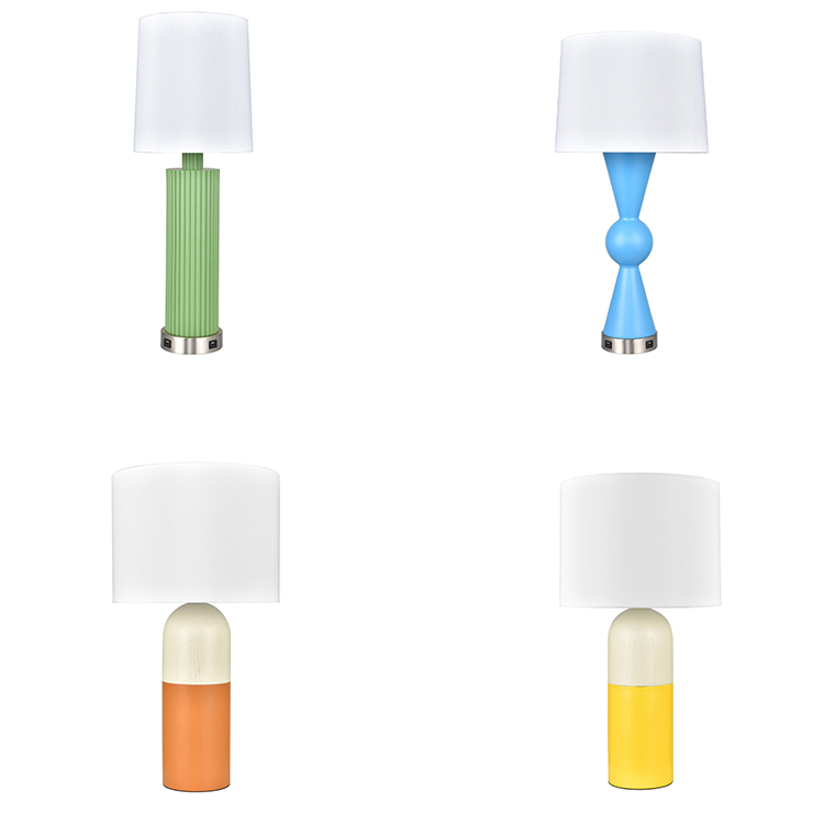 Bedside Hotel Room Hotel Bedroom Table Lamp Blue with Two USB DTL3230picture2