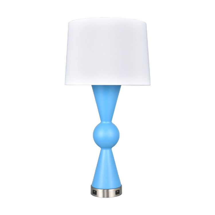 Bed Side Desk Lamp Hotel Room Hotel Bedroom Table Lamp Blue with Two USB