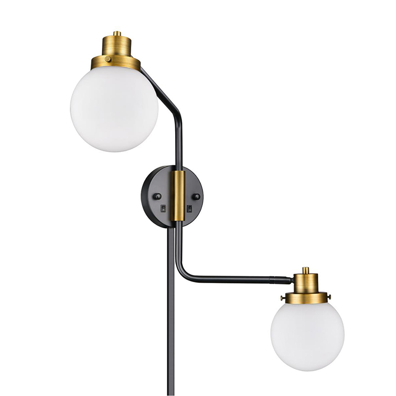 Sleep INN Hotel Indoor Lighting Fixture Modern Swing Arms Wall Sco<i></i>nce Frosted White Shade Double Wall Lamp