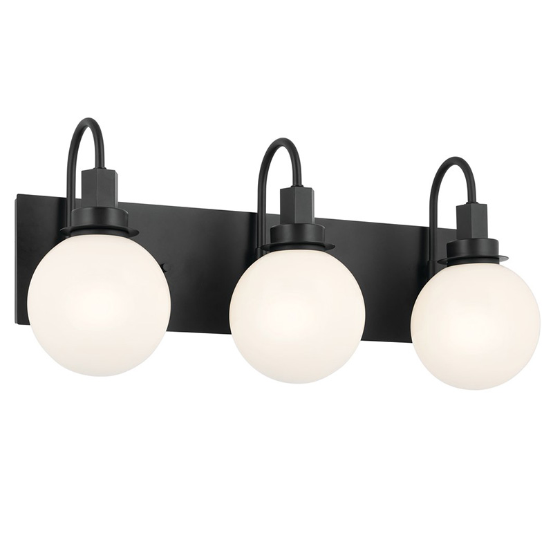 Kawell Lighting Wall Lamps Indoor Bathroom Sco<i></i>nce 3-Lights With Glass Shade Modern Black Globe Vanity Lighting for Hotel Home