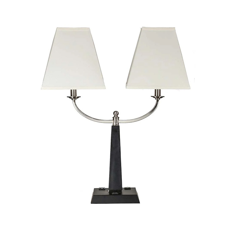 Brushed Nickel Finish Matte Black Night Stand Lamp Hotel Twin Table Lamp DTL3220picture2