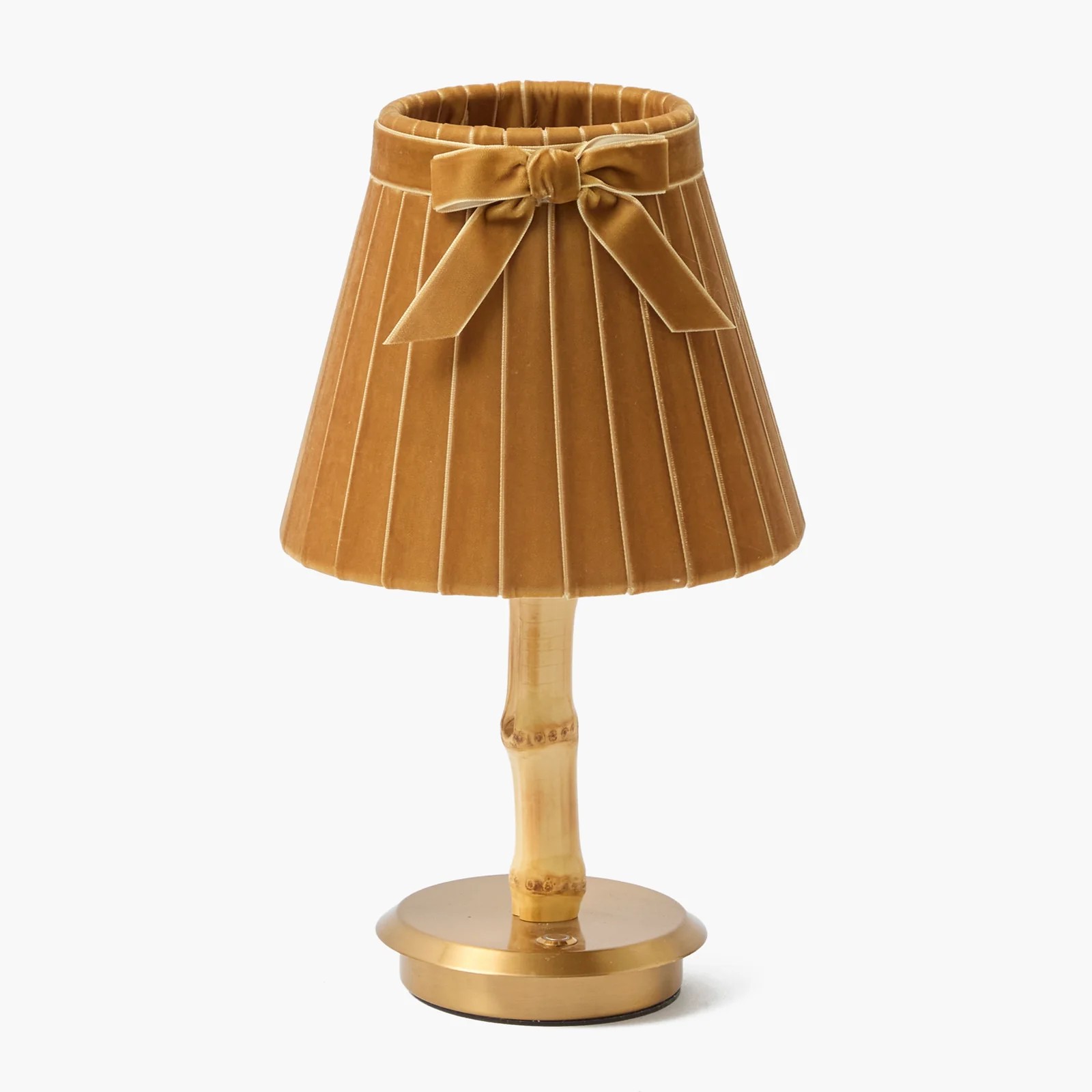 Short Bamboo-jointed Table Lamp Color 2700K Cordless Table Lamp Rechargeable Battery Fabric Shade Wireless Charging Table Lamp