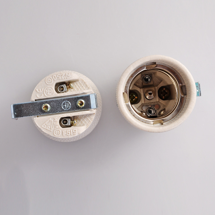 E27 Screw Style Vintage White Ceramic/Porcelain Bulb Holder with Bracket for Indoor/Outdoor Use AC 220V