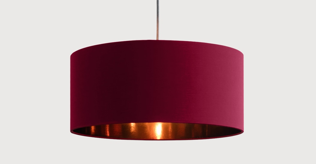Wine Red Velvet Brushed Copper Drum Lampshade LCS890picture2