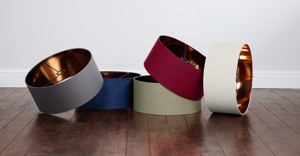 Wine Red Velvet Brushed Copper Drum Lampshade LCS890picture5