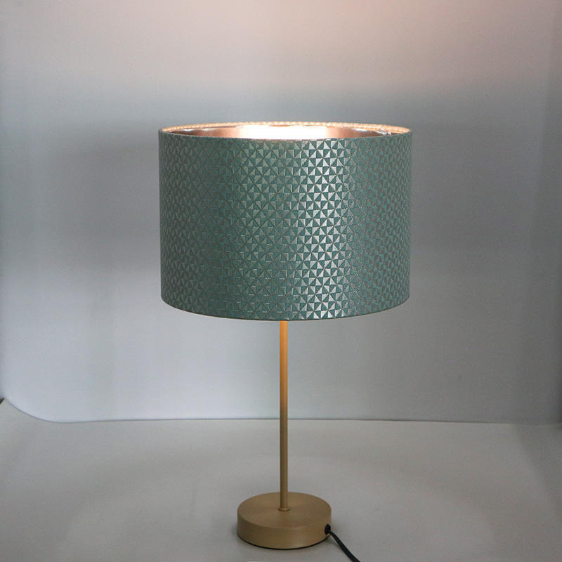 Gold Base Handmade Geometric Pattern Drum Lampshade LCS850picture2